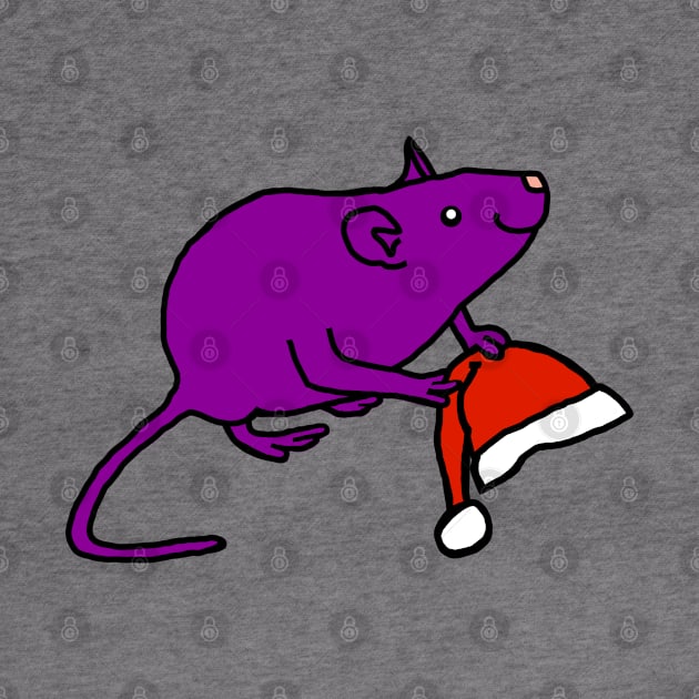 Purple Rat holding Christmas Santa Hat by ellenhenryart